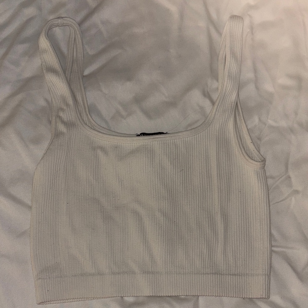 Zara Cream Ribbed Tank Top